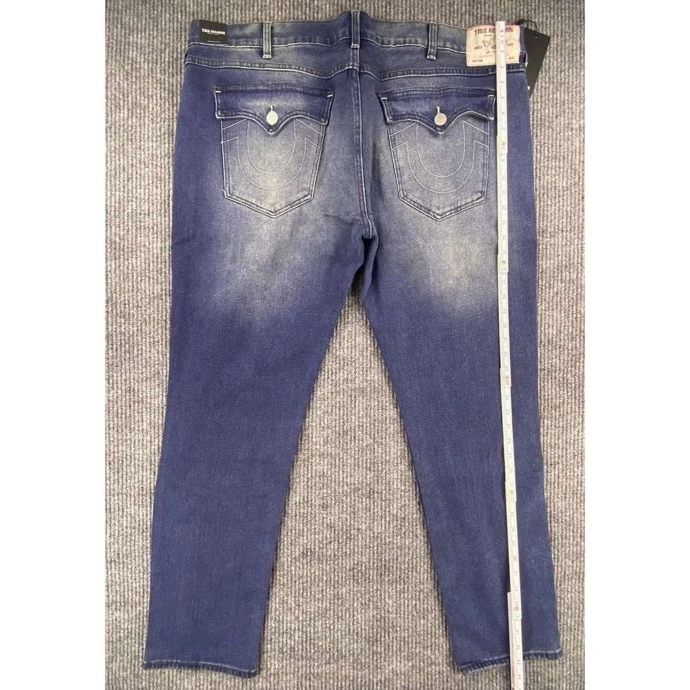 True Religion Geno Slim Flap Jeans Mens 44 Blue Medium Toasted Cinnamon Wash Y2K